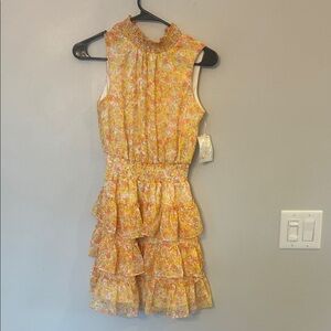 1. State Floral Ruffle Dress in Yellow and Orange